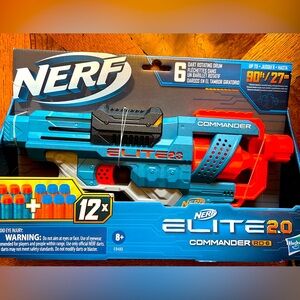 NERF Elite 2.0 Commander RD-6. Has 6 dart rotating drum. Includes 12 Nerf Darts.